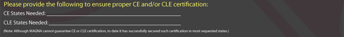 CE and/or CLE certification notes