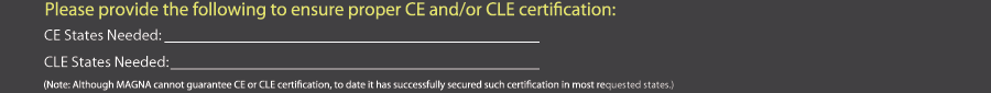 CE and/or CLE certification notes